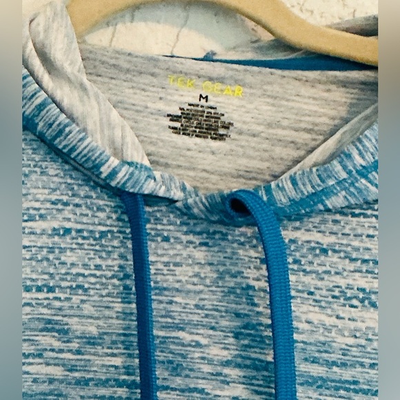 Tek Gear Blue and White Heathered  Men's Long Sleeve Hoodie Top - Picture 5 of 9
